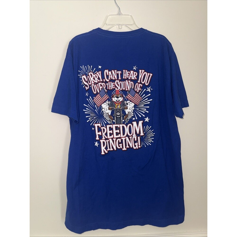 Buc-ees Beaver 4Th Of July Blue Freedom Ringing Uncle Sam Shirt USA Mens Large L - Picture 6 of 6